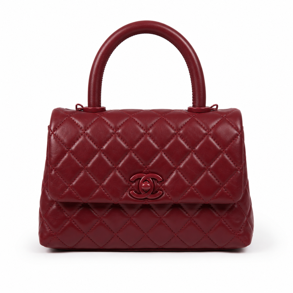 Дамска чанта - Chanel Coco Handle Bag. - естествена мека телешка кожа