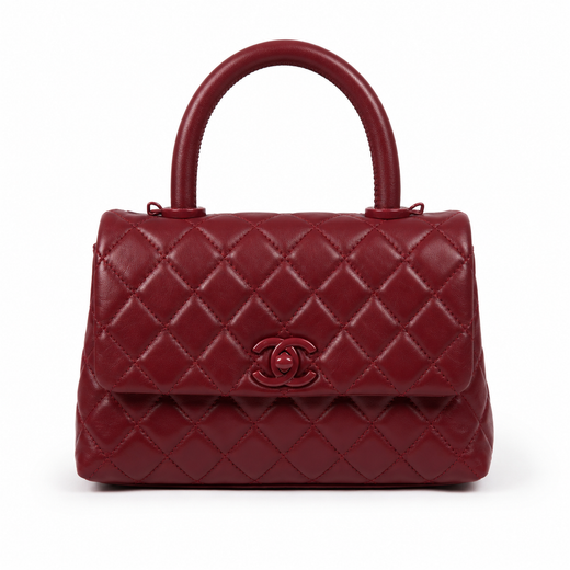 Дамска чанта - Chanel Coco Handle Bag. - естествена мека телешка кожа