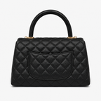 Дамска чанта - Chanel Coco Handle Flap Bag with Top Handle – Black Quilted Caviar Leather / Grained Calfskin, Gold Hardware