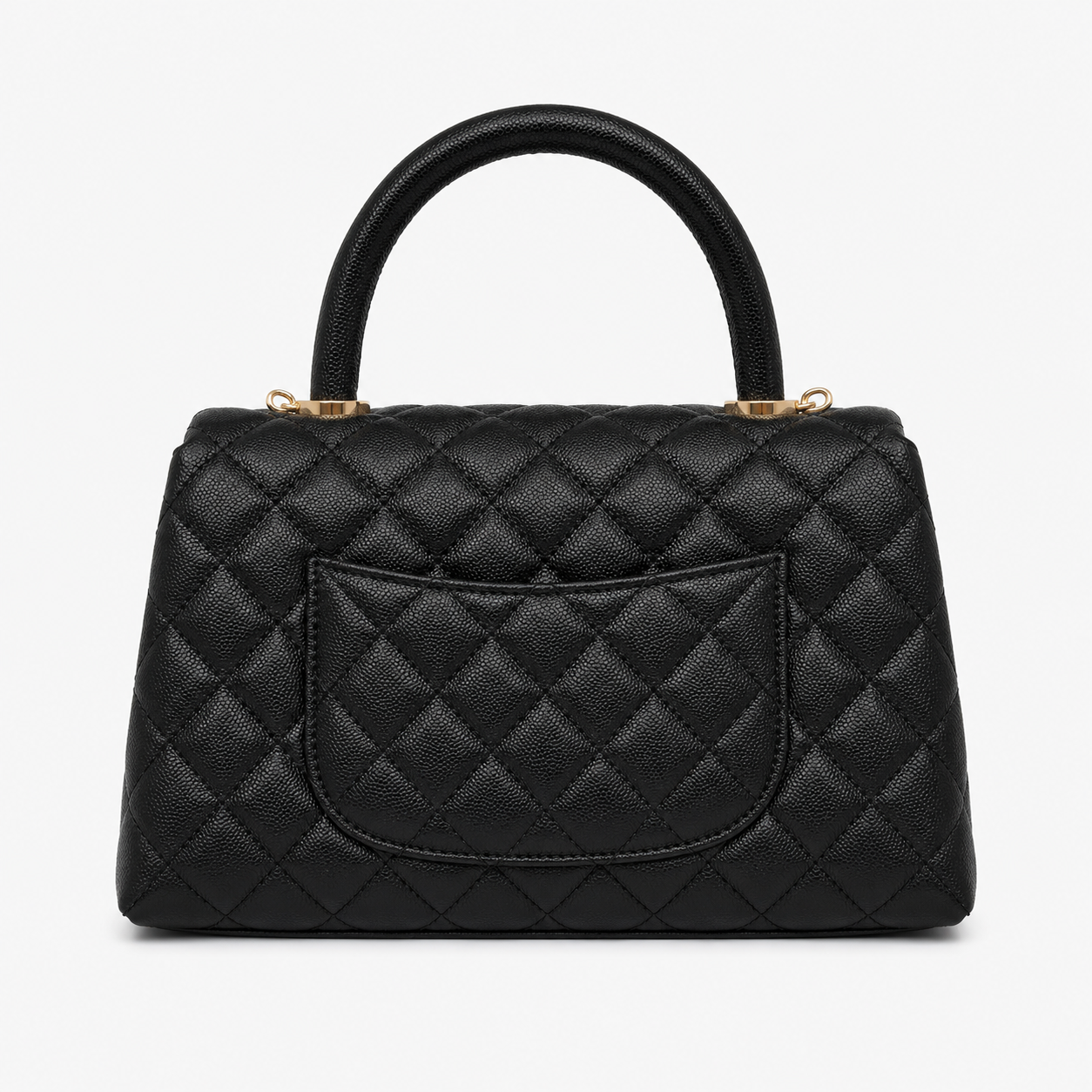 Дамска чанта - Chanel Coco Handle Flap Bag with Top Handle – Black Quilted Caviar Leather / Grained Calfskin, Gold Hardware