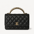 Дамска чанта - Chanel Mini Flap Bag with Top Handle / Chanel Top Handle Mini Flap. - естествена телешка кожа