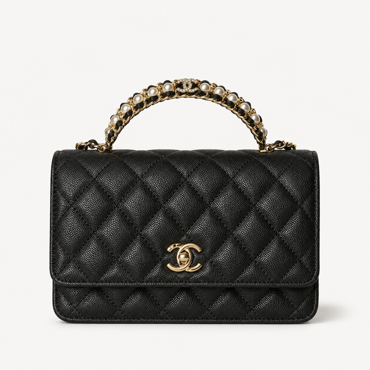 Дамска чанта - Chanel Mini Flap Bag with Top Handle / Chanel Top Handle Mini Flap. - естествена телешка кожа