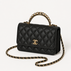 Дамска чанта - Chanel Mini Flap Bag with Top Handle / Chanel Top Handle Mini Flap. - естествена телешка кожа