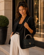 Дамска чанта - Chanel Mini Flap Bag with Top Handle / Chanel Top Handle Mini Flap. - естествена телешка кожа