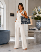 Дамска чанта - Christian Dior Book Tote – blue & white Toile de Jouy / tropical toile pattern - ръчна изработка