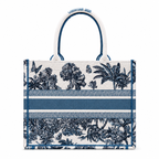 Дамска чанта - Christian Dior Book Tote – blue & white Toile de Jouy / tropical toile pattern - ръчна изработка