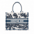 Дамска чанта - Christian Dior Book Tote – blue & white Toile de Jouy / tropical toile pattern - ръчна изработка