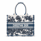Дамска чанта - Christian Dior Book Tote – blue & white Toile de Jouy / tropical toile pattern - ръчна изработка