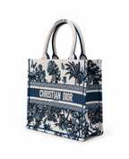 Дамска чанта - Christian Dior Book Tote – blue & white Toile de Jouy / tropical toile pattern - ръчна изработка