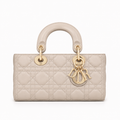 Дамска чанта - Dior Small Lady D Joy – Beige Cannage Lambskin - естествена агнешка кожа