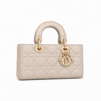 Дамска чанта - Dior Small Lady D Joy – Beige Cannage Lambskin - естествена агнешка кожа