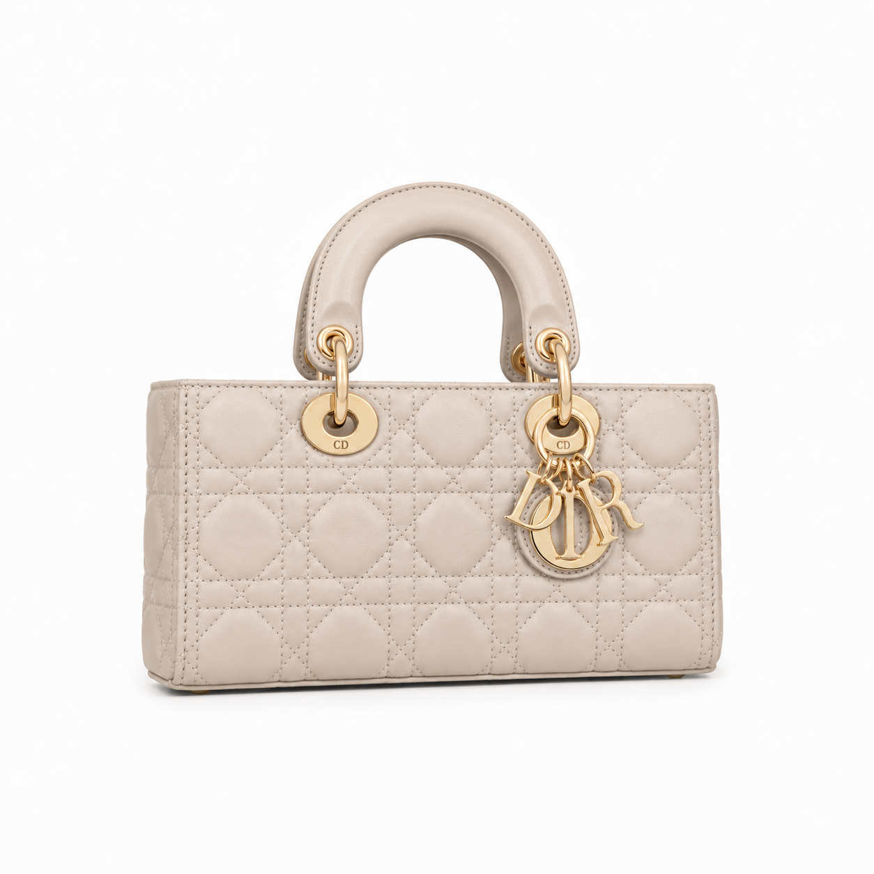Дамска чанта - Dior Small Lady D Joy – Beige Cannage Lambskin - естествена агнешка кожа