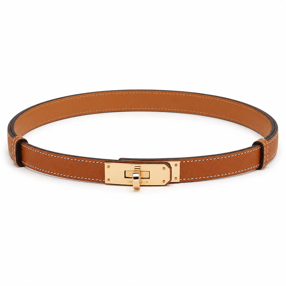 Дамски колан - Hermes Kelly 18 Belt Gold with GHW Epsom - естествена кожа