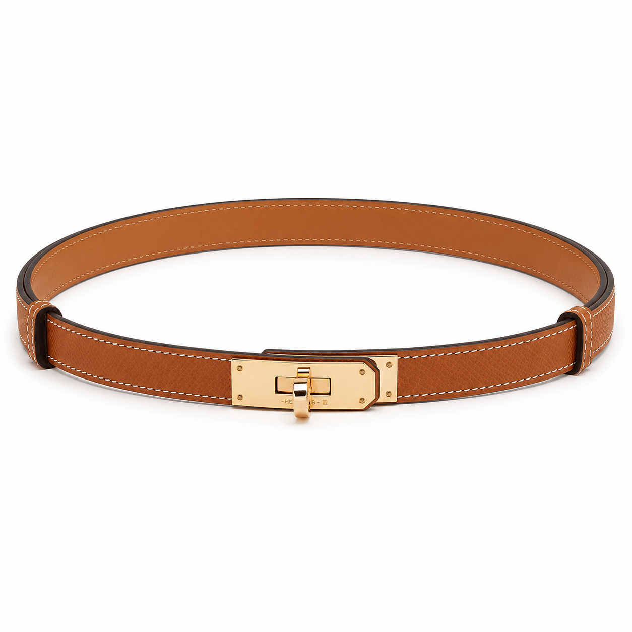 Дамски колан - Hermes Kelly 18 Belt Gold with GHW Epsom - естествена кожа