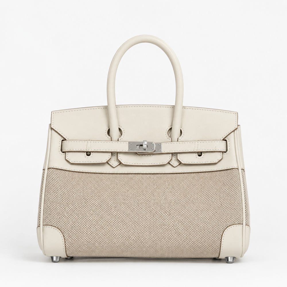 Дамска чанта - Hermès Birkin + Подарък Hermès Charm + Hermès Bag Scarf - естествена кожа