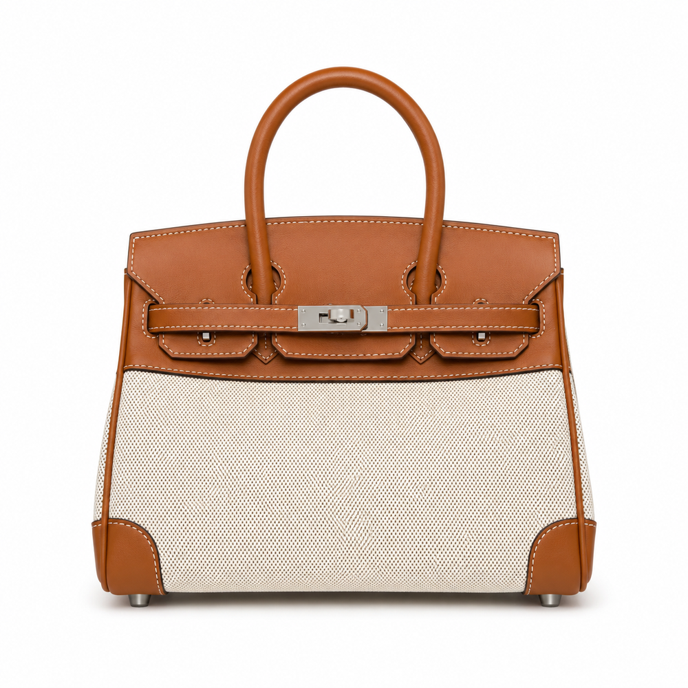 Дамска чанта - Hermès Birkin + подарък Hermès Charm + Hermès Bag Scarf - естествена кожа