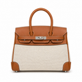 Дамска чанта - Hermès Birkin + подарък Hermès Charm + Hermès Bag Scarf - естествена кожа