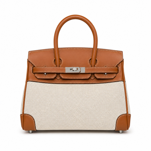 Дамска чанта - Hermès Birkin + подарък Hermès Charm + Hermès Bag Scarf - естествена кожа