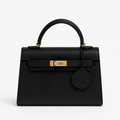 Дамска чанта - Hermès Kelly Mini style black top-handle bag - естествена Epsom телешка кожа