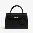 Дамска чанта - Hermès Kelly Mini style black top-handle bag - естествена Epsom телешка кожа