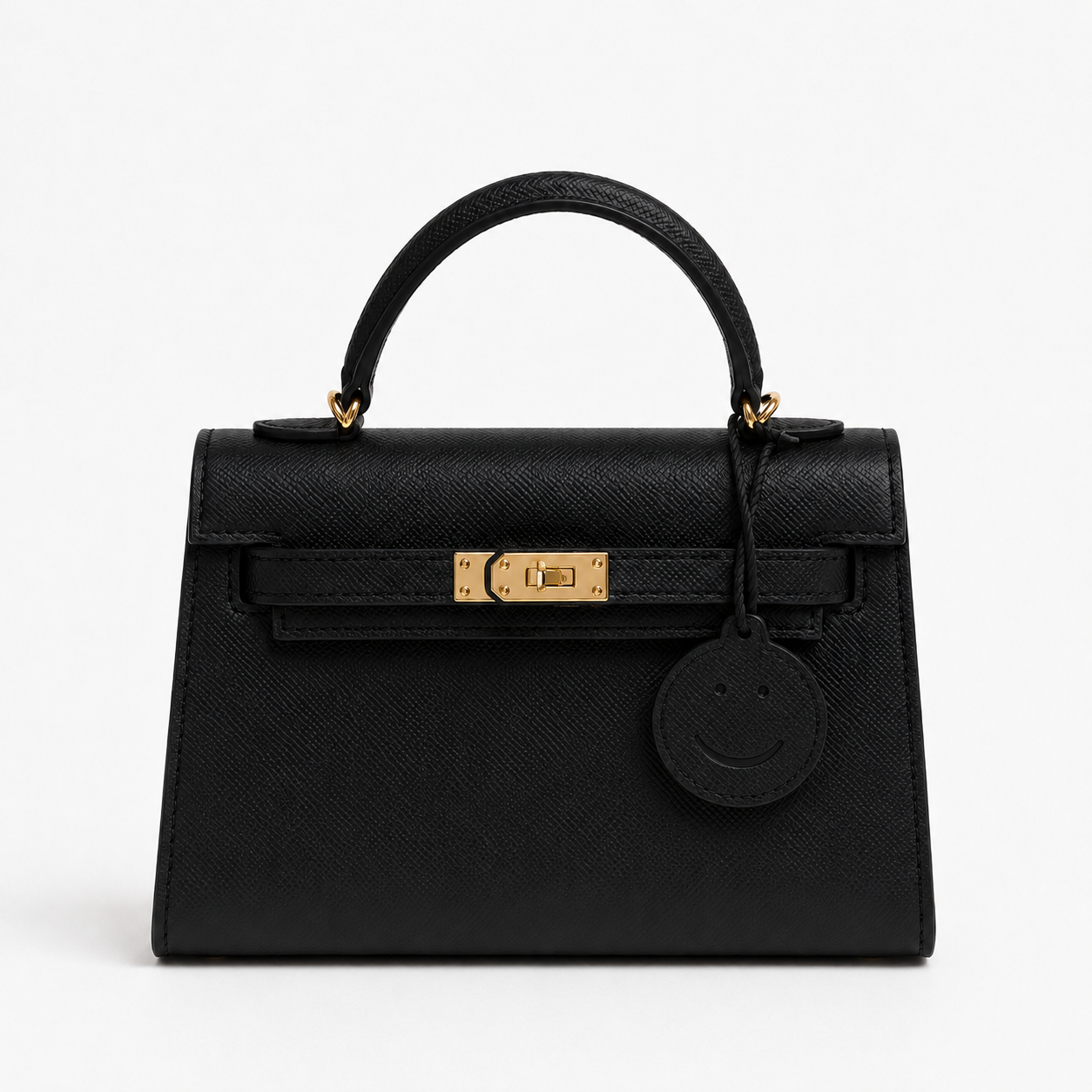 Дамска чанта - Hermès Kelly Mini style black top-handle bag - естествена Epsom телешка кожа