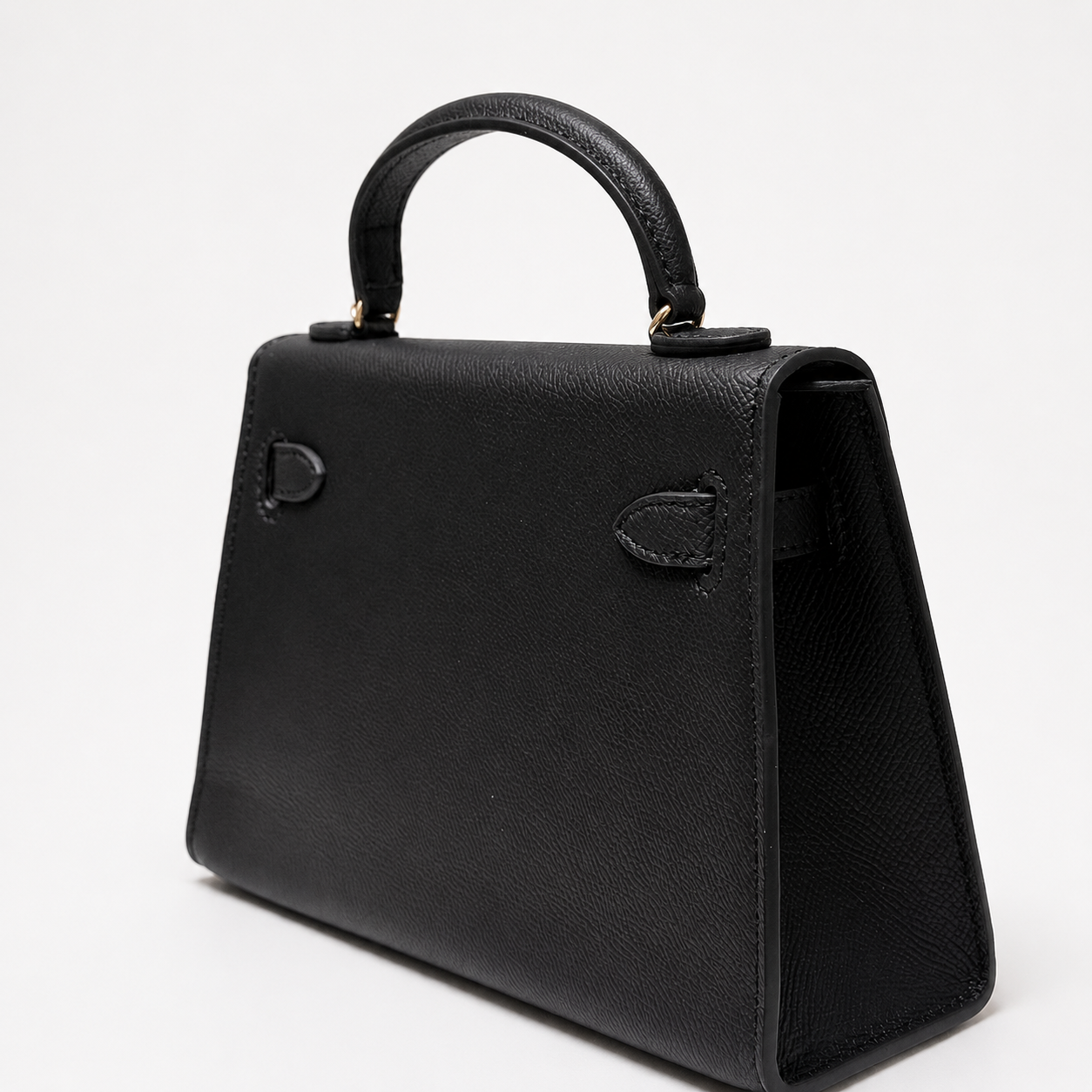 Дамска чанта - Hermès Kelly Mini style black top-handle bag - естествена Epsom телешка кожа
