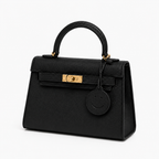 Дамска чанта - Hermès Kelly Mini style black top-handle bag - естествена Epsom телешка кожа