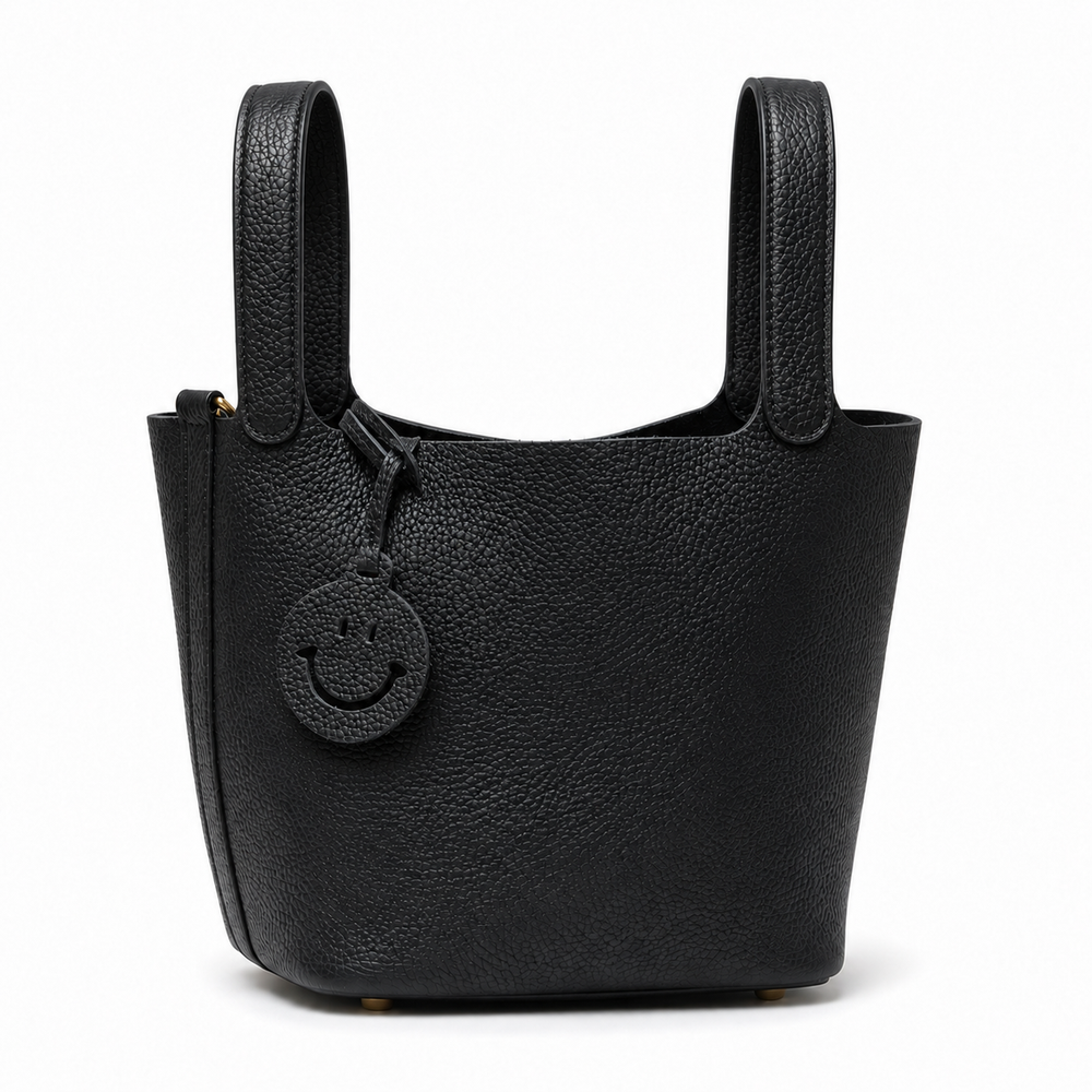 Дамска чанта - Hermès Picotin Lock style black leather tote bag 22 - естествена телешка кожа