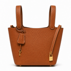 Дамска чанта - Hermès Picotin Lock style brown leather tote bag 22 - естествена телешка кожа