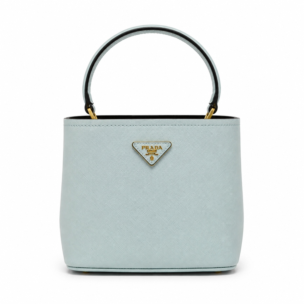 Дамска чанта - Prada Panier Mini Saffiano Leather Bag - естествена Saffiano кожа
