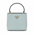 Дамска чанта - Prada Panier Mini Saffiano Leather Bag - естествена Saffiano кожа