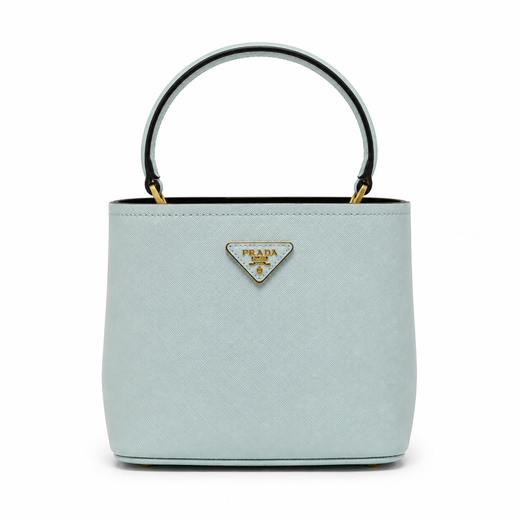 Дамска чанта - Prada Panier Mini Saffiano Leather Bag - естествена Saffiano кожа
