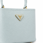 Дамска чанта - Prada Panier Mini Saffiano Leather Bag - естествена Saffiano кожа