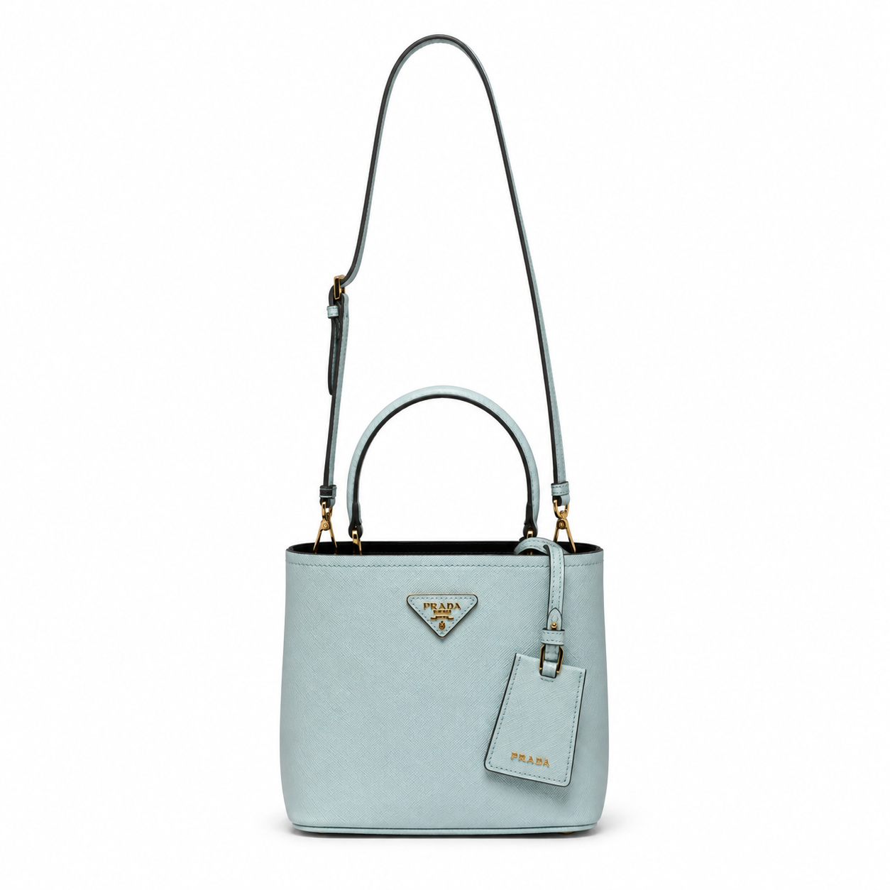 Дамска чанта - Prada Panier Mini Saffiano Leather Bag - естествена Saffiano кожа