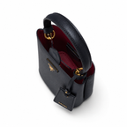 Дамска чанта - Prada Panier Small Saffiano Leather Bag – Black - естествена Saffiano кожа