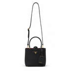 Дамска чанта - Prada Panier Small Saffiano Leather Bag – Black - естествена Saffiano кожа